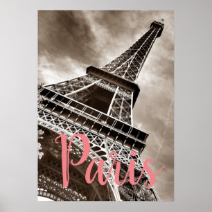 Eiffel Tower Paris Sepia Vintage Poster
