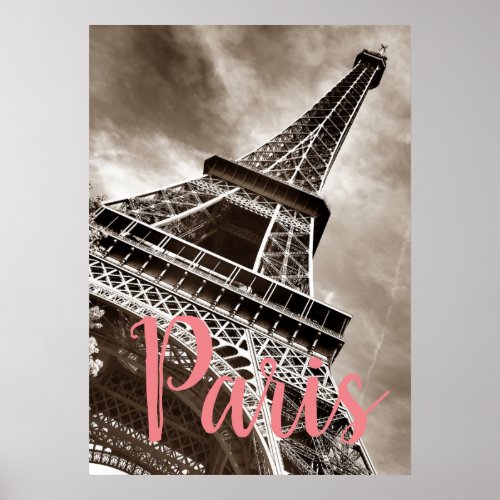 Eiffel Tower Paris Sepia Vintage Poster