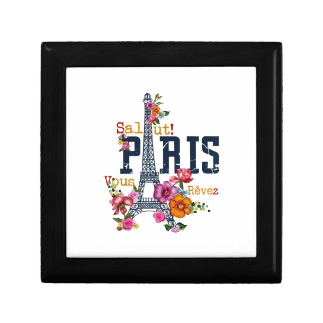 Eiffel Tower Paris Shirt Salut Flowering Paris Fra Gift Box (Front)