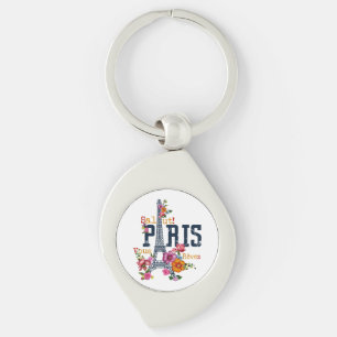Eiffel Tower Paris Shirt Salut Flowering Paris Fra Keychain