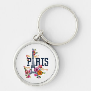 Eiffel Tower Paris Shirt Salut Flowering Paris Fra Keychain