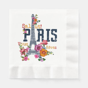 Eiffel Tower Paris Shirt Salut Flowering Paris Fra Napkins
