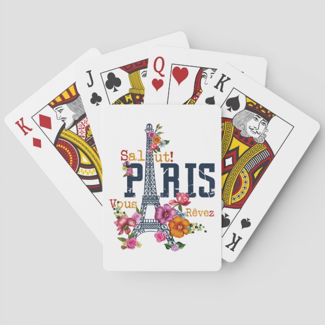 Eiffel Tower Paris Shirt Salut Flowering Paris Fra Poker Cards (Back)
