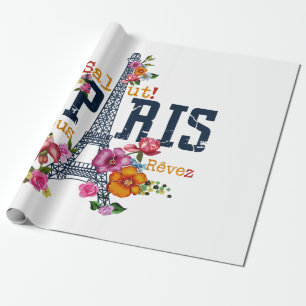 Eiffel Tower Paris Shirt Salut Flowering Paris Fra Wrapping Paper