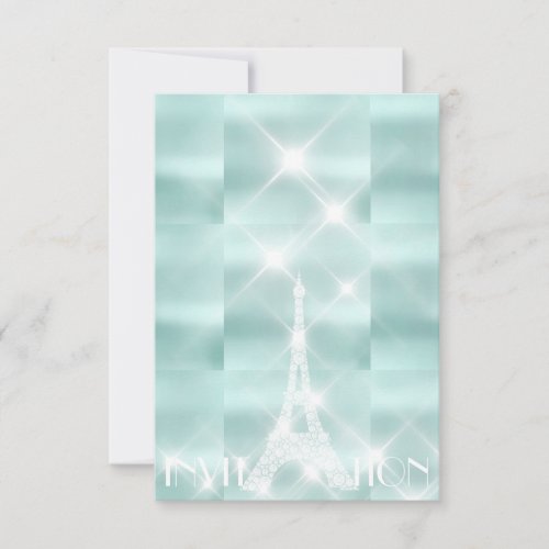 Eiffel Tower Paris Sparkly Stars Tiffany  Diamond Invitation