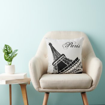 Eiffel Tower Paris Stylish Black And White Throw Pillow by BluePlanet at Zazzle