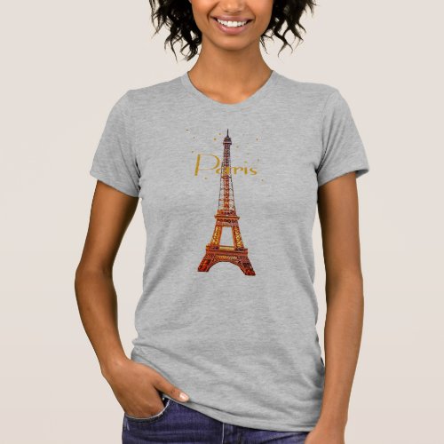 Eiffel Tower Paris Text T_Shirt