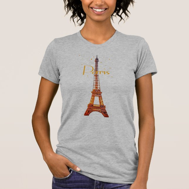 Eiffel Tower Paris Text T-Shirt (Front)