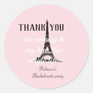 Eiffel Tower Paris Theme Bachelorette Party Thanks Classic Round Sticker