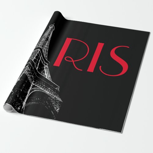 Eiffel Tower Paris Travel Black White Red Pop Art Wrapping Paper