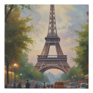 Eiffel Tower Paris Travel Vintage Retro Art Faux Canvas Print