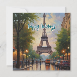 Eiffel Tower Paris Travel Vintage Retro Art Holiday Card