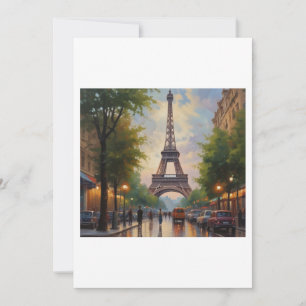 Eiffel Tower Paris Travel Vintage Retro Art Holiday Card
