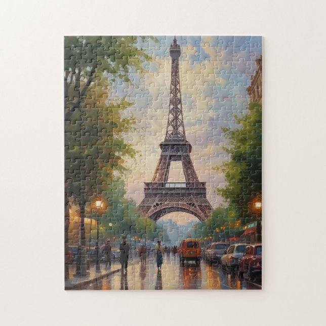 Eiffel Tower Paris Travel Vintage Retro Art Jigsaw Puzzle (Vertical)