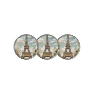 Eiffel Tower Paris Travel Vintage Retro Art Name Golf Ball Marker