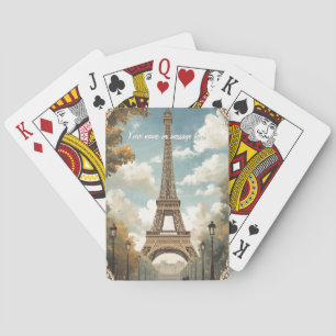 Eiffel Tower Paris Travel Vintage Retro Art Name Poker Cards