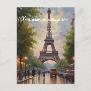 Eiffel Tower Paris Travel Vintage Retro Art Name Postcard
