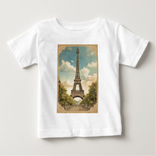 Eiffel Tower Paris Travel Vintage Style Retro Art Baby T-Shirt