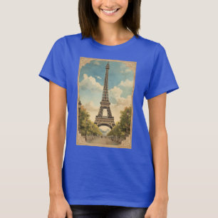 Eiffel Tower Paris Travel Vintage Style Retro Art T-Shirt