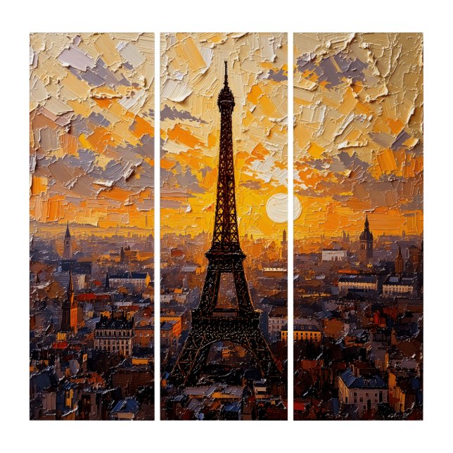 Eiffel Tower Paris Triptych Wall Art (Front)