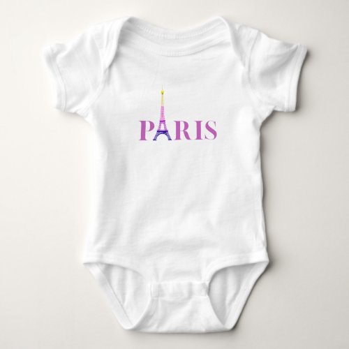 Eiffel Tower_Paris_Vibrant and Colorful_ Baby Bodysuit