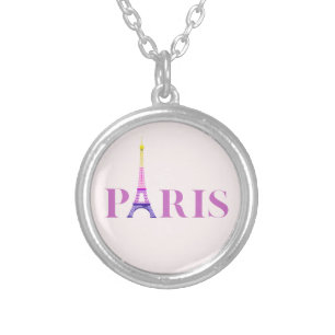 Eiffel Tower-Paris-Vibrant and Colorful- Silver Plated Necklace
