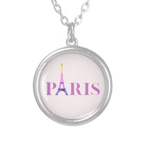 Eiffel Tower_Paris_Vibrant and Colorful_ Silver Plated Necklace