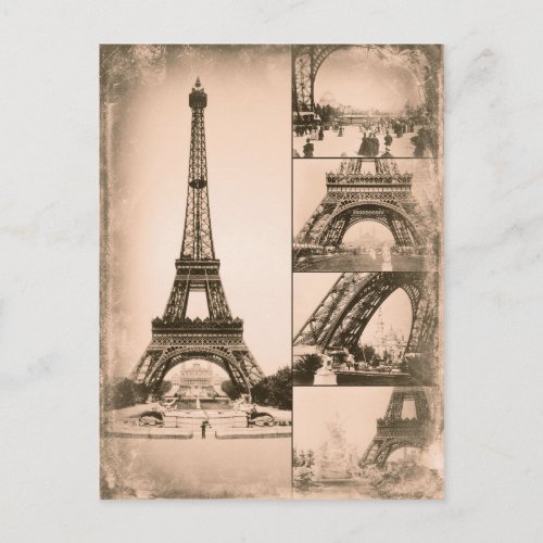 Eiffel Tower Paris Vintage Collage Postcard