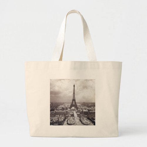 Eiffel Tower Paris Vintage Exposition Universelle Large Tote Bag