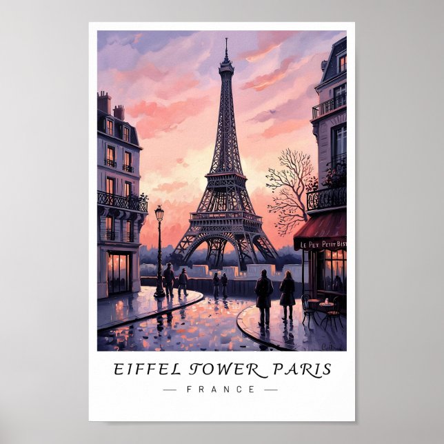 Eiffel Tower Paris Wall Art, Romantic France Poster (Front)