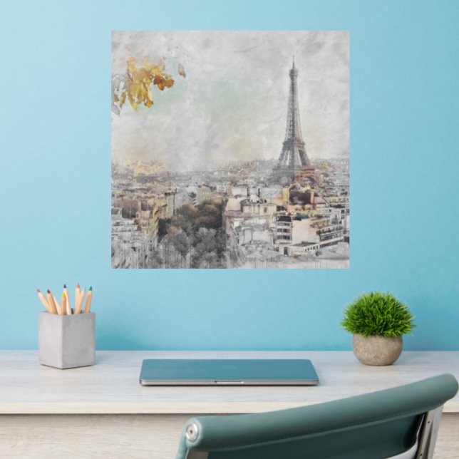 Eiffel Tower Paris Wall Decal – Romantic French  (Home Office 2)