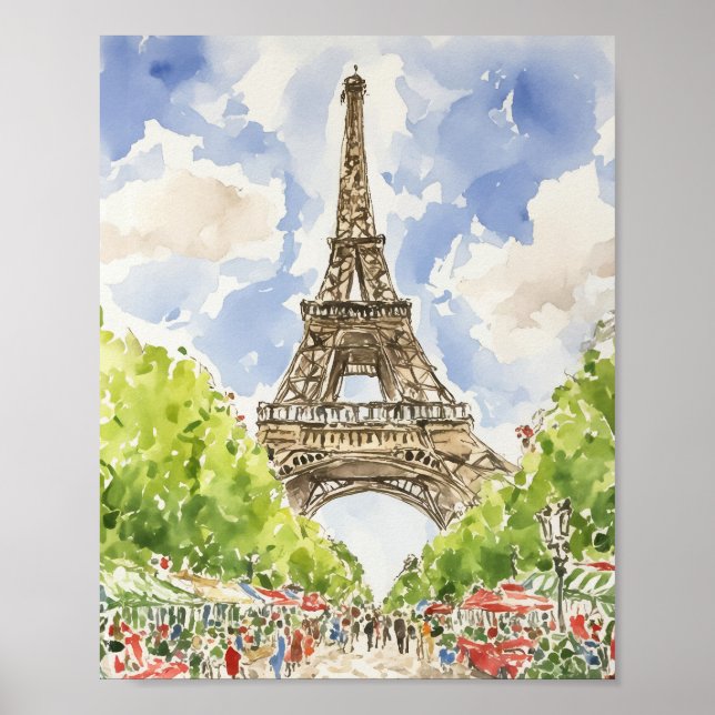 Eiffel Tower Paris Watercolor Art Print (Front)