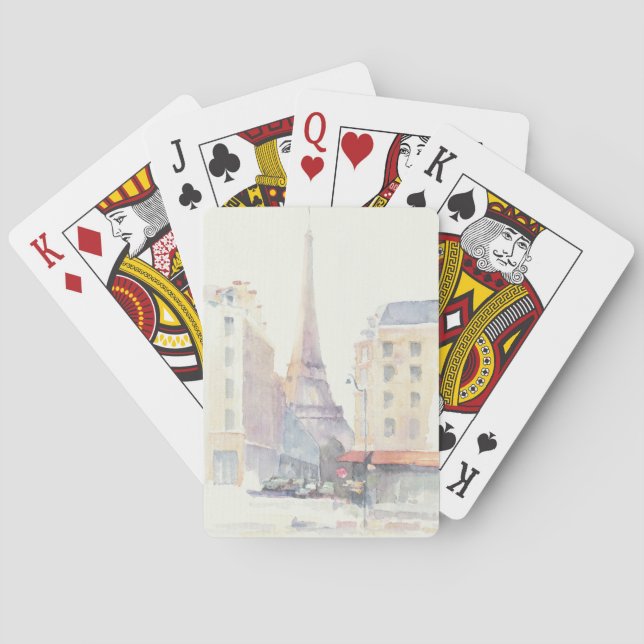Eiffel Tower | Paris Watercolor Poker Cards (Back)