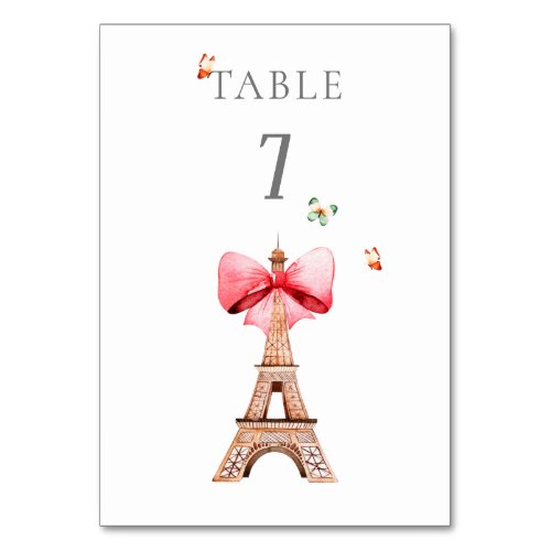 Eiffel Tower Paris  Watercolor   Table Number