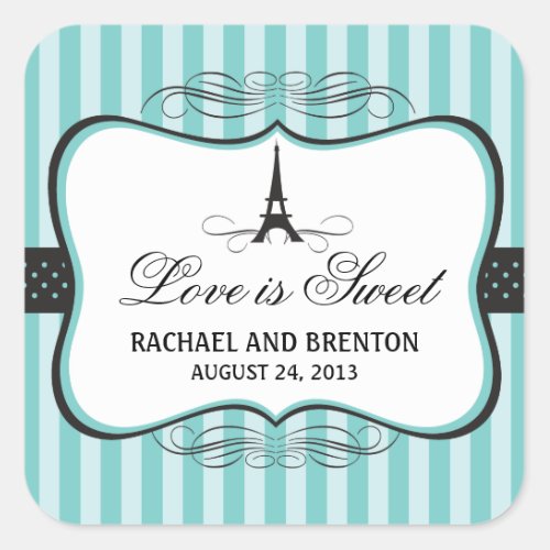 Eiffel Tower Paris Wedding Square Sticker