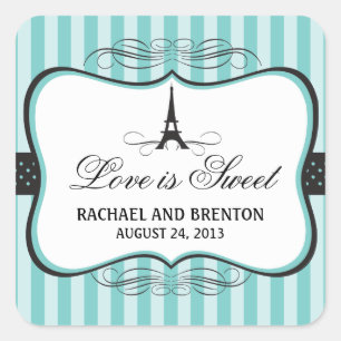 Eiffel Tower Paris Wedding Square Sticker