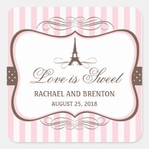 Eiffel Tower Paris Wedding Square Sticker