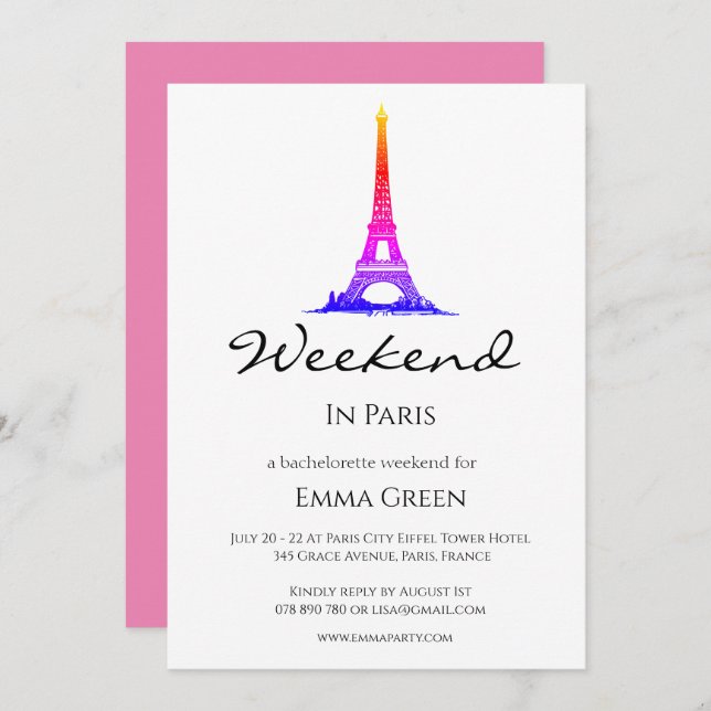 Eiffel Tower Paris | Weekend Getaway Invitation (Front/Back)