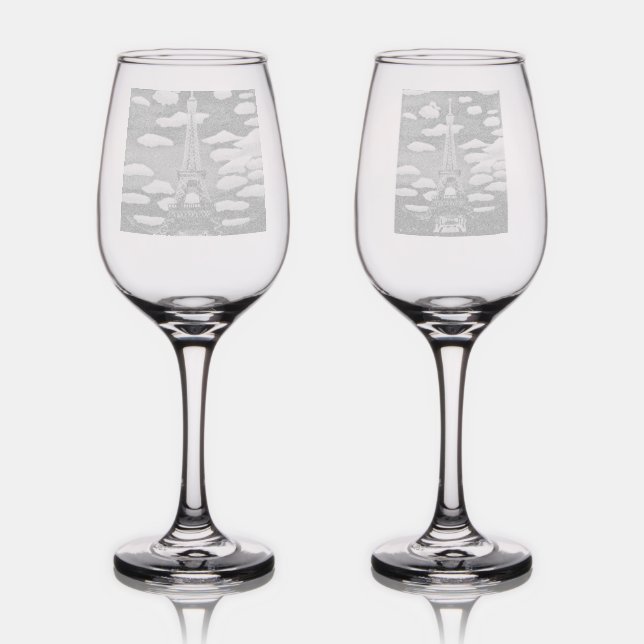 Eiffel Tower Paris wine glasses  (Glassware)