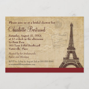 Eiffel Tower Parisian Bridal Shower Invitation