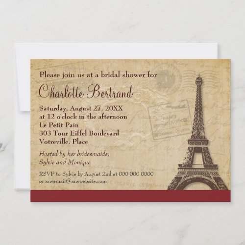 Eiffel Tower Parisian Bridal Shower Personalized Announcements