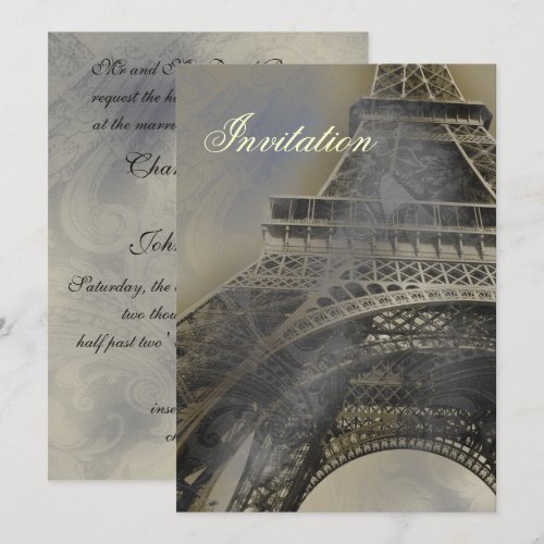 Eiffel tower Parisian french  wedding invitation