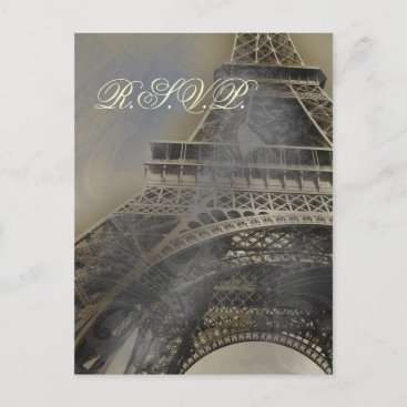 eiffel tower Parisian french Wedding rsvp card
