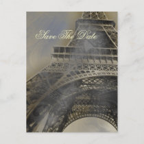 Eiffel tower Parisian french wedding Save the Date Announcement Postcard