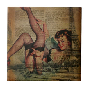 eiffel tower parisian girly retro fashionista ceramic tile