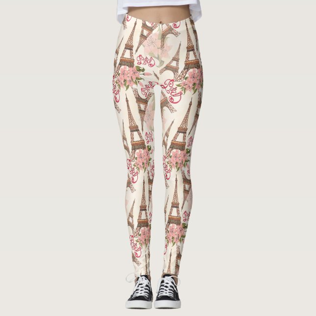 Eiffel Tower Pattern Leggings (Front)