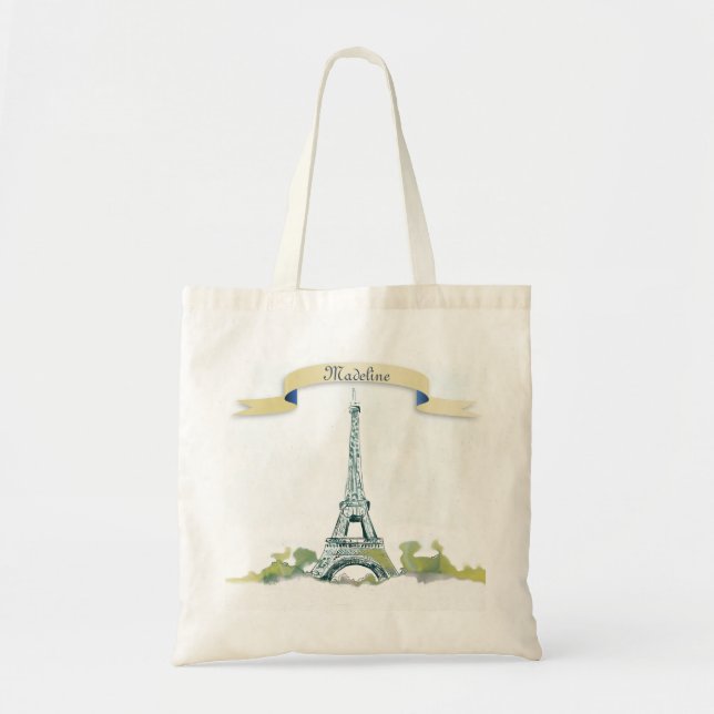 Eiffel Tower Pen and Ink Sketch Personalize it Tot Tote Bag (Front)