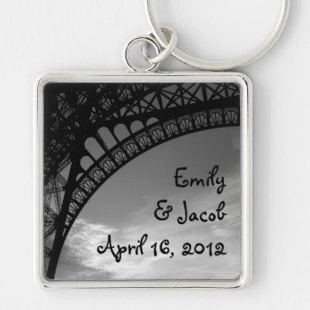 Eiffel Tower Personalized Bride & Groom Keychain by TwoBecomeOne at Zazzle