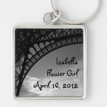 Eiffel Tower Personalized Flower Girl Keychain by TwoBecomeOne at Zazzle