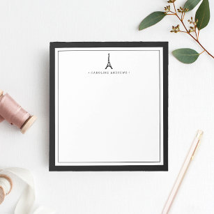 Eiffel Tower Personalized Notepad   Black & White